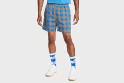 Nike Life Men’s Unlined Plaid Shorts (Dark Driftwood/Light Photo Blue/White)