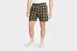 Nike Life Men’s Unlined Plaid Shorts (Midnight Navy/Pilgrim/Black)